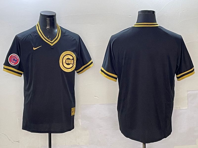 Men Chicago Cubs Blank Black Gold Game 2025 Nike MLB Jersey style 2